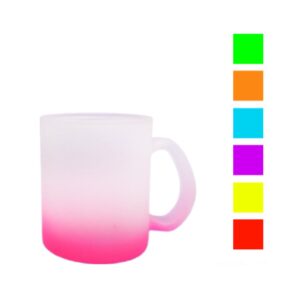 Caneca de vidro jateado c/ fundo colorido