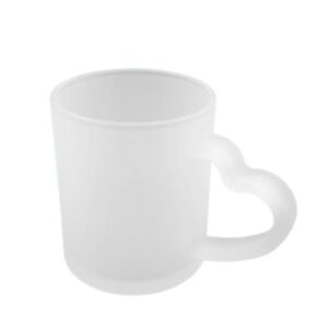 Caneca em vidro jateado c/ alça coração