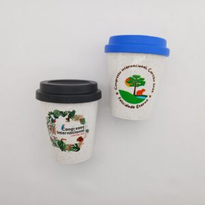 Copo de Café 350ml Fibra de Arroz com Tampa Colorida
